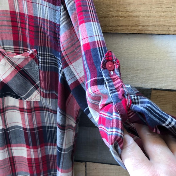 Oh! Mamma Plaid Button Down Shirt SZ L - Picture 4 of 9